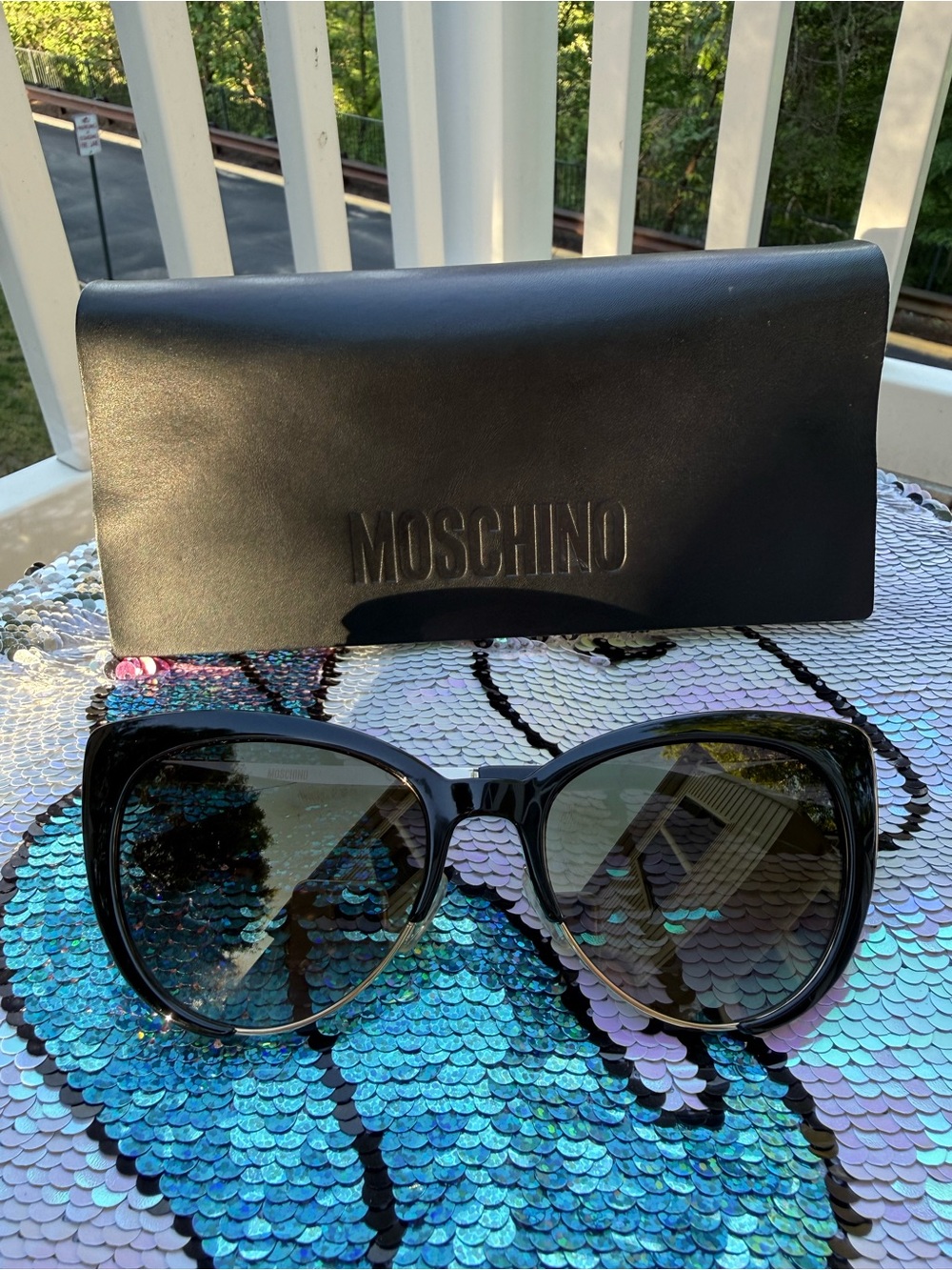 Moschino Black Women's Oversized Cat-Eye Sunglasses